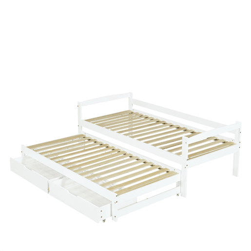 Cama extra 200x90190x90 - com estrado deslizante e 2 gavetas de arrumação - branco Cama extra 200x90190x90 - com estrado deslizante e 2 gavetas de arrumação - branco