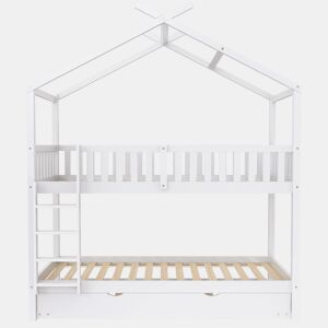 Cama infantil juvenil 90x200 cm - cama tripla extensível com design economizador de espaço - branco
