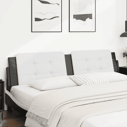 Almofadão de Cabeceira - Cabeceira de cama 200 cm couro artificial preto e branco