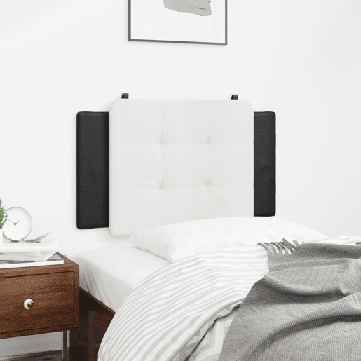 Almofadão de Cabeceira - Cabeceira de cama 80 cm couro artificial preto e branco
