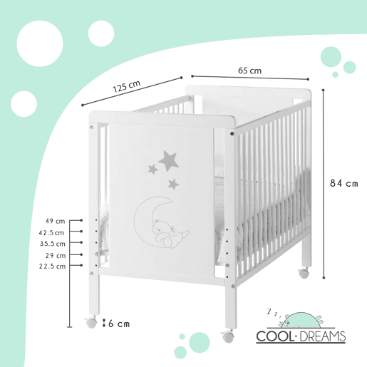 Berço para gêmeos Indi (2 berços) + kit de co-sleeping + kit gemelar para unir os dois berços
