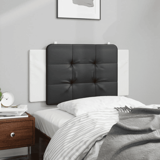 Almofadão de Cabeceira - Cabeceira de cama 100 cm couro artificial preto e branco