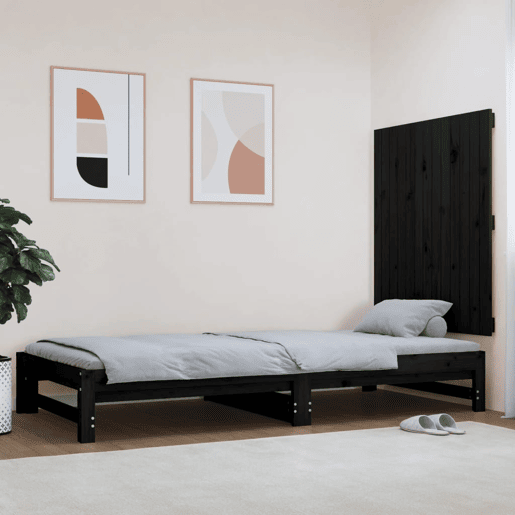 Cabeceira - Cabeceira de cama de parede 82,5x3x90 cm madeira de pinho maciça preto