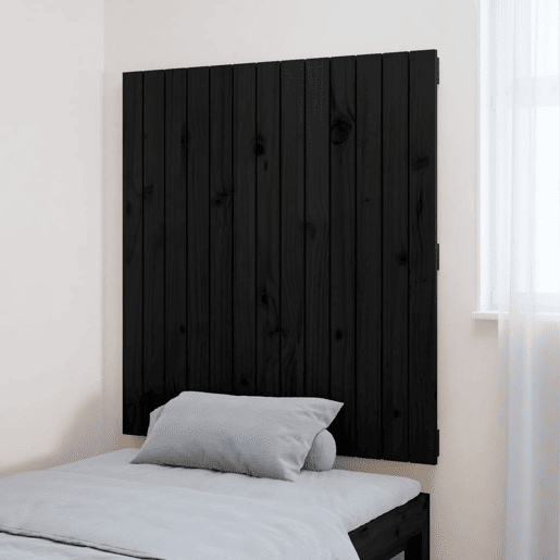 Cabeceira - Cabeceira de cama de parede 82,5x3x90 cm madeira de pinho maciça preto