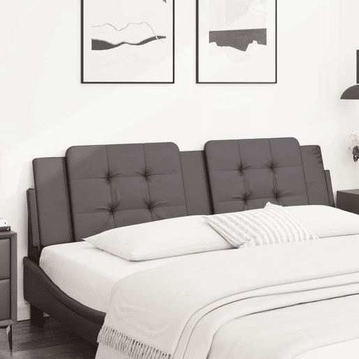 Almofadão de Cabeceira - Cabeceira de cama 180 cm couro artificial cinzento