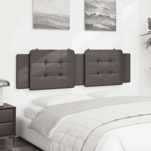 Almofadão de Cabeceira - Cabeceira de cama 180 cm couro artificial cinzento