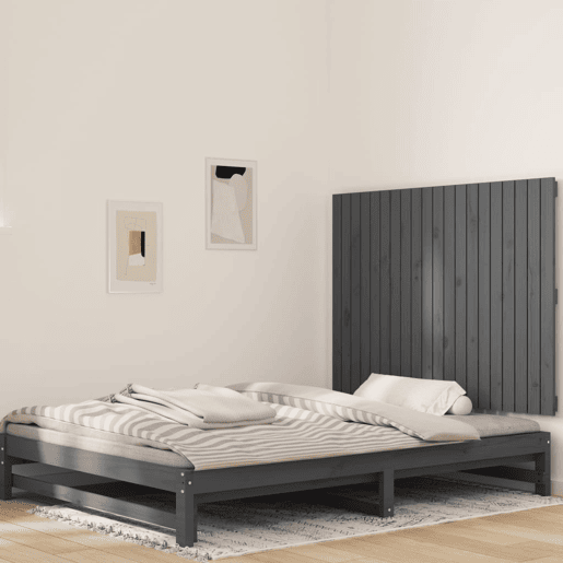Cabeceira - Cabeceira de cama de parede 127,5x3x90 cm madeira de pinho maciça cinza