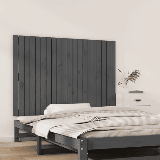 Cabeceira - Cabeceira de cama de parede 127,5x3x90 cm madeira de pinho maciça cinza