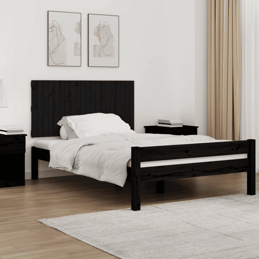 Cabeceira - Cabeceira de cama de parede 127,5x3x60 cm madeira de pinho maciça preto