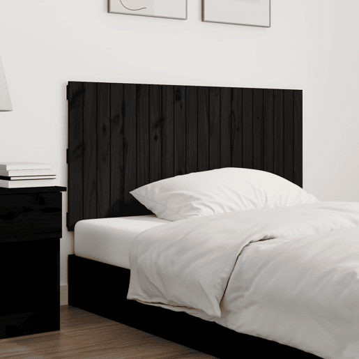 Cabeceira - Cabeceira de cama de parede 127,5x3x60 cm madeira de pinho maciça preto