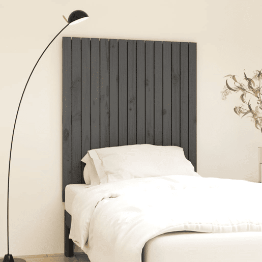Cabeceira - Cabeceira de cama de parede 95,5x3x110 cm madeira de pinho maciça cinza