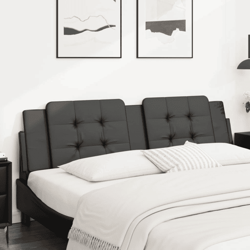 Almofadão de Cabeceira - Cabeceira de cama 180 cm couro artificial preto