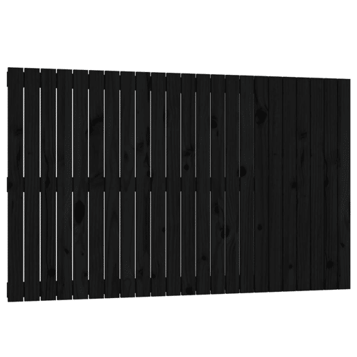 Cabeceira - Cabeceira de cama de parede 147x3x90 cm madeira de pinho maciça preto