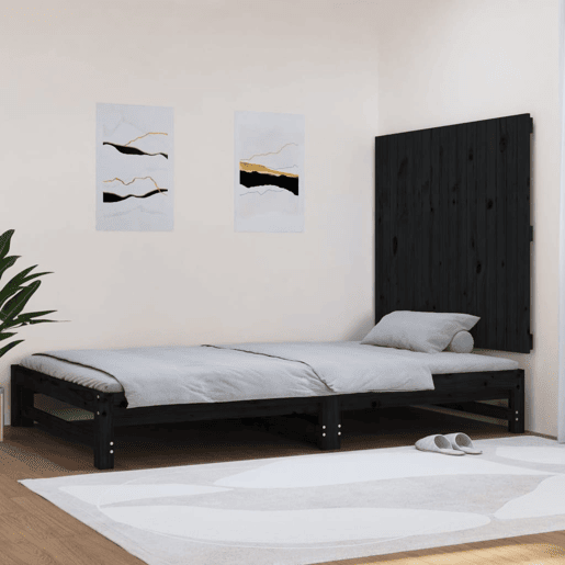 Cabeceira - Cabeceira de cama de parede 108x3x90 cm madeira de pinho maciça preto