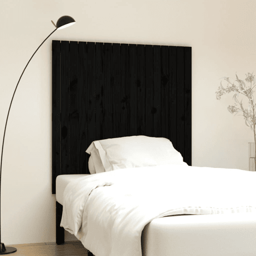 Cabeceira - Cabeceira de cama de parede 108x3x110 cm madeira de pinho maciça preto