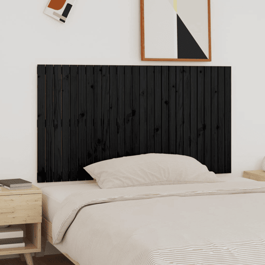 Cabeceira - Cabeceira de cama de parede 166x3x90 cm madeira de pinho maciça preto