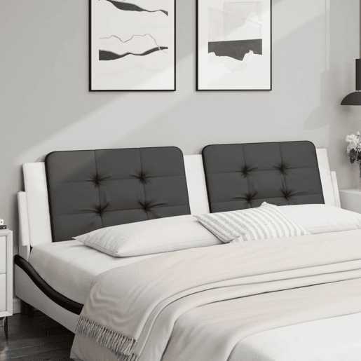 Almofadão de Cabeceira - Cabeceira de cama 200 cm couro artificial preto e branco