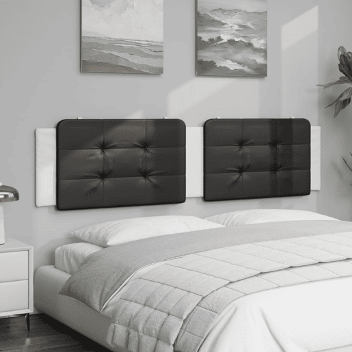 Almofadão de Cabeceira - Cabeceira de cama 200 cm couro artificial preto e branco