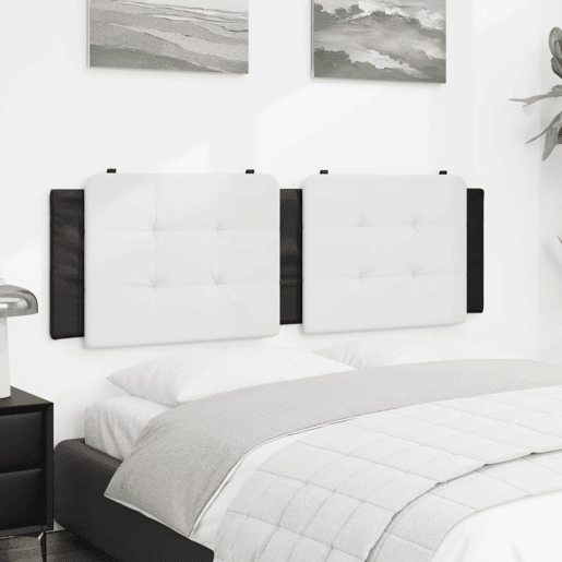 Almofadão de Cabeceira - Cabeceira de cama 160 cm couro artificial branco e preto