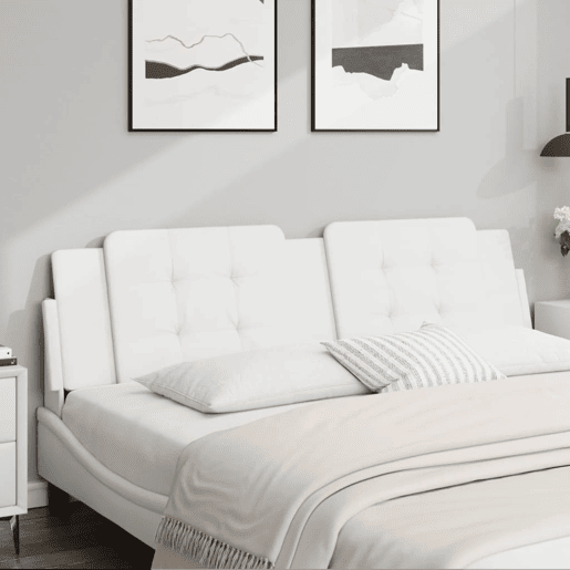 Almofadão de Cabeceira - Cabeceira de cama 180 cm couro artificial branco