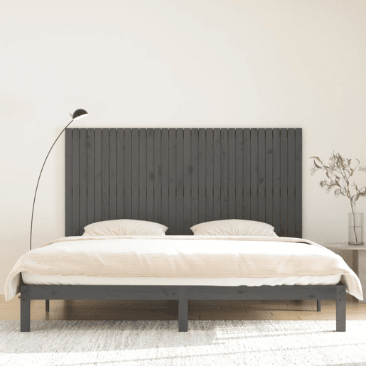 Cabeceira - Cabeceira de cama de parede 204x3x110 cm madeira de pinho maciça cinza