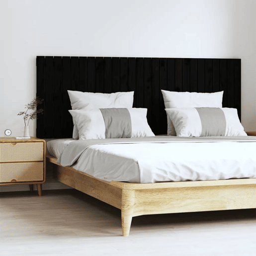 Cabeceira - Cabeceira de cama de parede 166x3x60 cm madeira de pinho maciça preto
