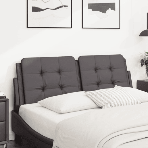 Almofadão de Cabeceira - Cabeceira de cama 140 cm couro artificial cinzento