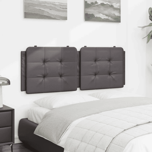 Almofadão de Cabeceira - Cabeceira de cama 140 cm couro artificial cinzento