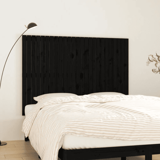 Cabeceira - Cabeceira de cama de parede 159,5x3x110cm madeira de pinho maciça preto