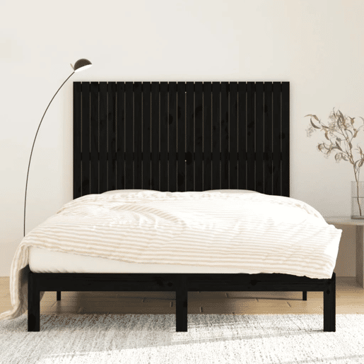 Cabeceira - Cabeceira de cama de parede 159,5x3x110cm madeira de pinho maciça preto