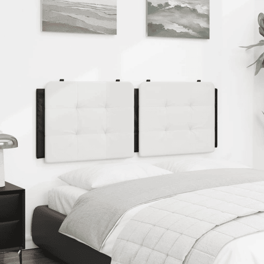 Almofadão de Cabeceira - Cabeceira de cama 140 cm couro artificial branco e preto
