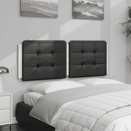 Almofadão de Cabeceira - Cabeceira de cama 140 cm couro artificial preto e branco