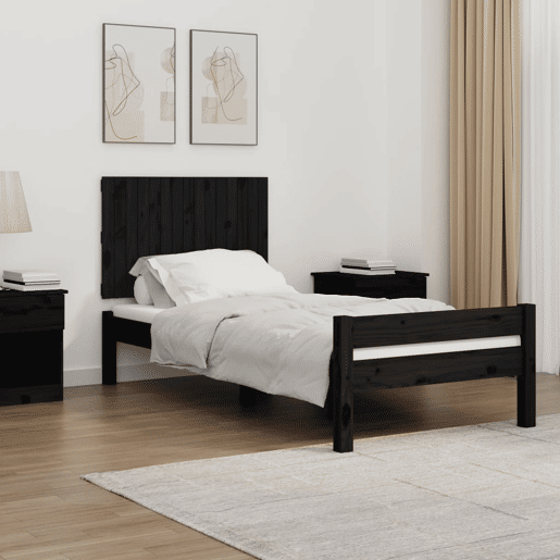 Cabeceira - Cabeceira de cama de parede 95,5x3x60 cm madeira de pinho maciça preto