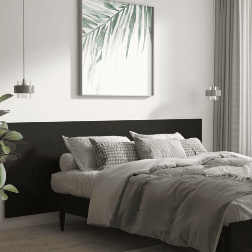 Cabeceira - Cabeceira de cama de parede 240x1,5x80 cm derivados de madeira preto