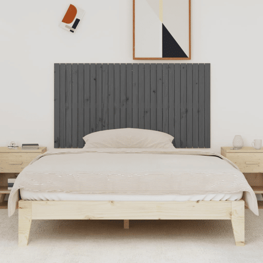 Cabeceira - Cabeceira de cama de parede 166x3x90 cm madeira de pinho maciça cinza