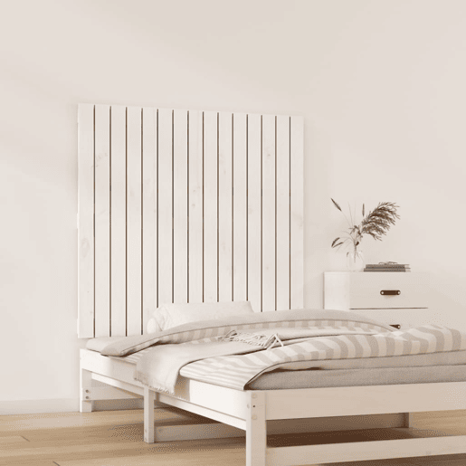 Cabeceira - Cabeceira de cama de parede 95,5x3x90 cm madeira de pinho maciça branco