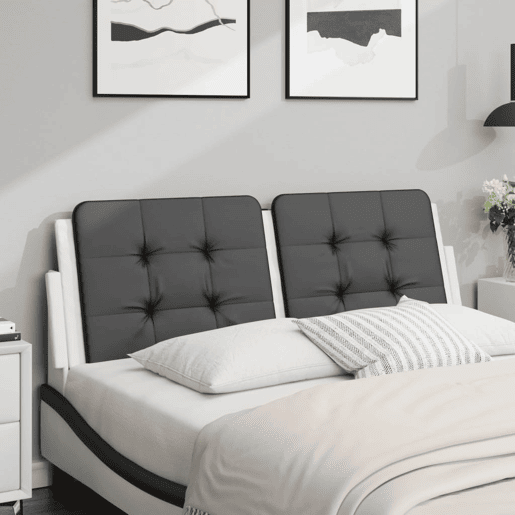 Almofadão de Cabeceira - Cabeceira de cama 120 cm couro artificial preto e branco