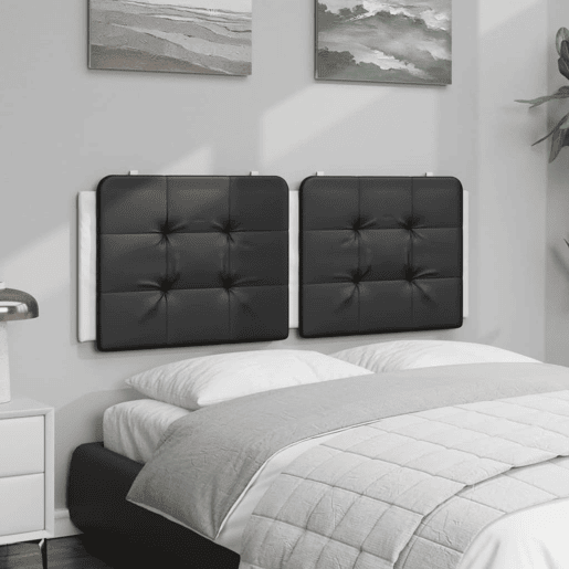 Almofadão de Cabeceira - Cabeceira de cama 120 cm couro artificial preto e branco