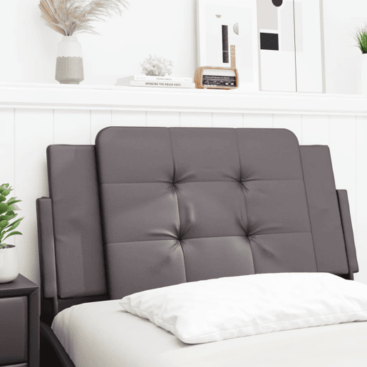 Almofadão de Cabeceira - Cabeceira de cama 100 cm couro artificial cinzento