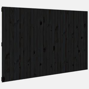 Cabeceira - Cabeceira de cama de parede 185x3x110 cm madeira de pinho maciça preto