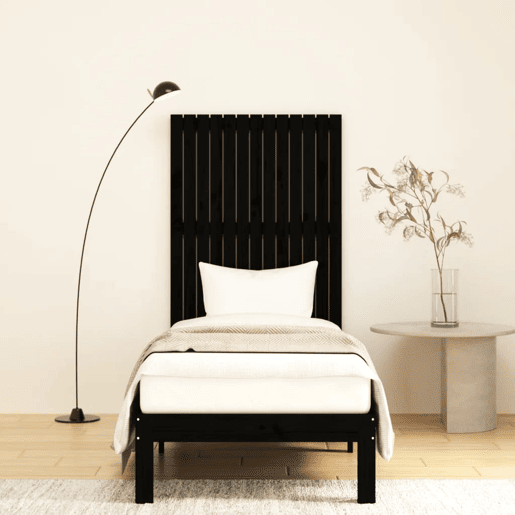 Cabeceira - Cabeceira de cama de parede 82,5x3x110 cm madeira de pinho maciça preto
