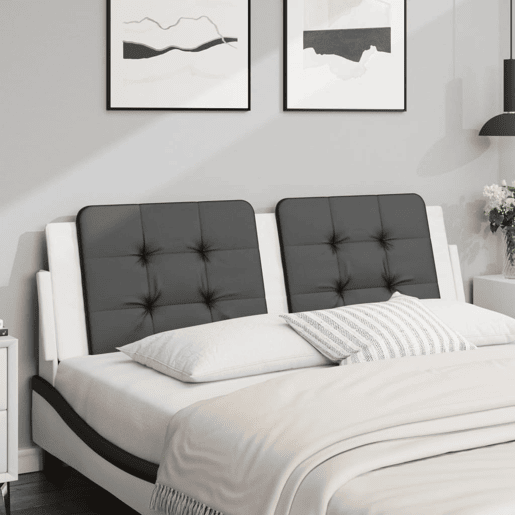 Almofadão de Cabeceira - Cabeceira de cama 160 cm couro artificial preto e branco