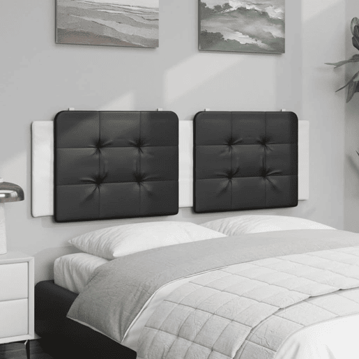 Almofadão de Cabeceira - Cabeceira de cama 160 cm couro artificial preto e branco