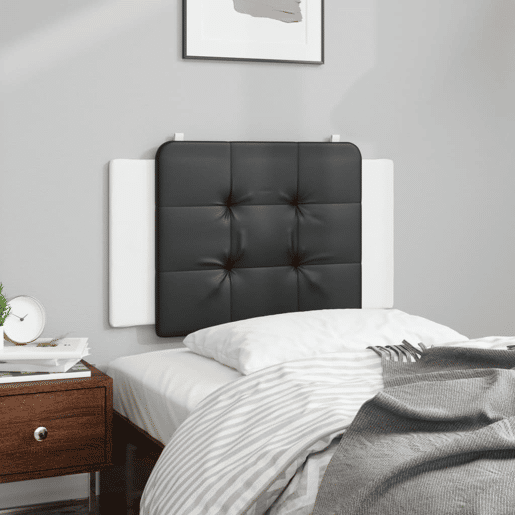 Almofadão de Cabeceira - Cabeceira de cama 80 cm couro artificial preto e branco