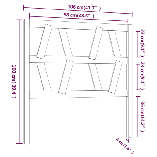 Cabeceira - Cabeceira de cama 106x4x100 cm pinho maciço cinzento
