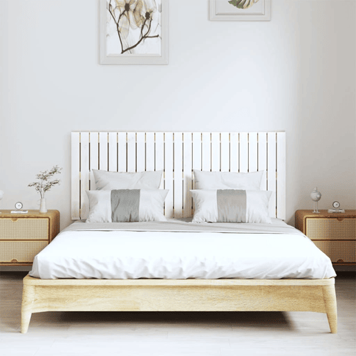 Cabeceira - Cabeceira de cama de parede 147x3x60 cm madeira de pinho maciça branco