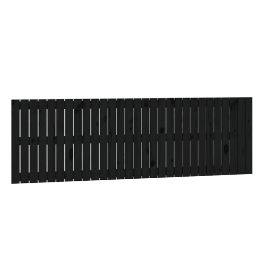 Cabeceira - Cabeceira de cama de parede 185x3x60 cm madeira de pinho maciça preto