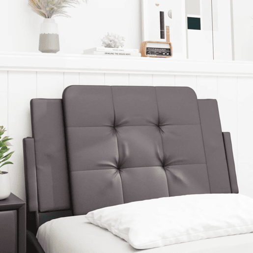 Almofadão de Cabeceira - Cabeceira de cama 90 cm couro artificial cinzento