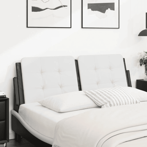 Almofadão de Cabeceira - Cabeceira de cama 120 cm couro artificial preto e branco