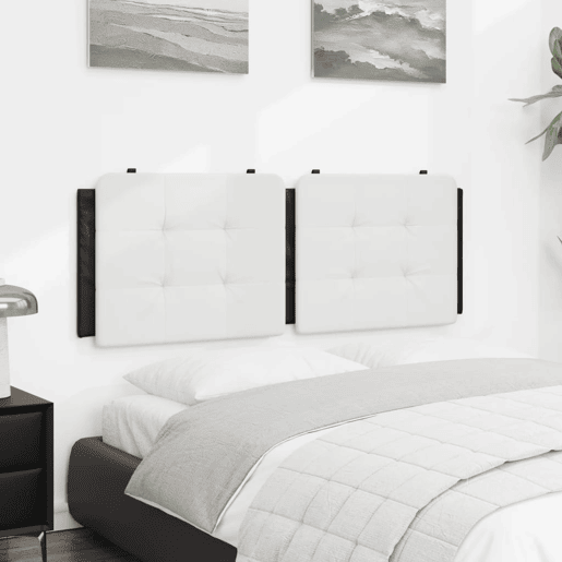 Almofadão de Cabeceira - Cabeceira de cama 120 cm couro artificial preto e branco